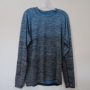 Lululemon Metal Vent Tech Workout Shirt Blue Crew Long Sleeve Mens Size Large